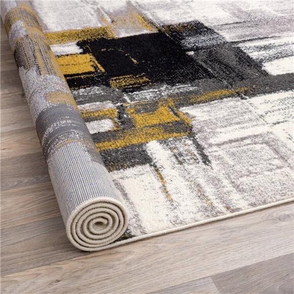 Modern Abstract Area Rug 5' x 7' Gold - Picture 4 of 8